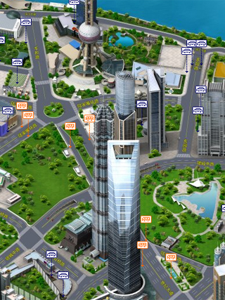 中国の都市部の3D地図「E都市」
