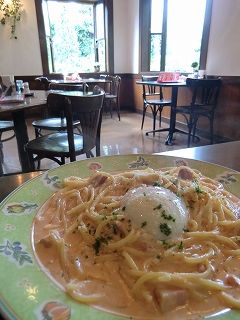 s-トマト風味のカルボナーラ