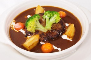 煮込みハンバーグ季節の温野菜添え