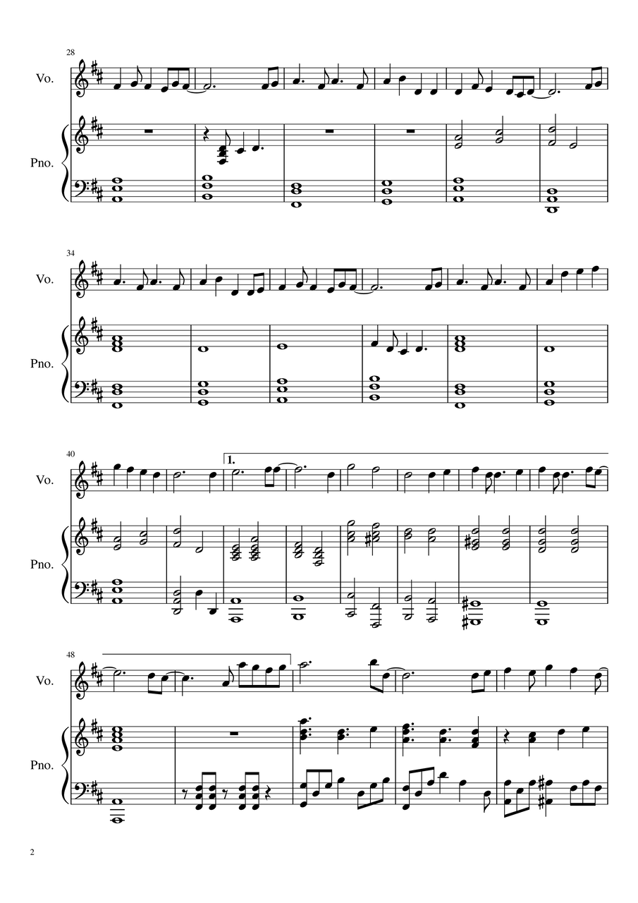 レフティーモンスター ホシアイ ピアノ伴奏譜 原曲キー 3 楽譜置き場