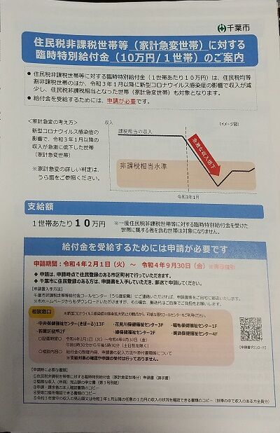 住民税非課税世帯 家計急変世帯 の臨時特別給付金の申請を 日本共産党千葉市議 中村きみえのブログ