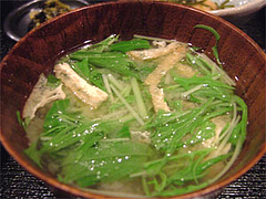 水菜と揚げの味噌汁@海の味有福