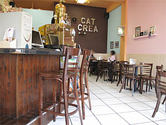 店内:カウンターとテーブル@インターネットカフェ『キャットクレア CAT CREA』・グアム