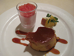 13ランチ:カボチャのプリン・グレープフルーツルビーのグラニテ・フルーツ@イタリアンレストラン・天神・西鉄グランドホテル・マンジャーモ