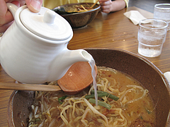 料理:ラーメンのスープ割り@蔵出し味噌・麺場・彰膳・東福岡店