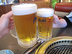 6夜:生ビールの中と小@焼肉スタミナ亭・清川