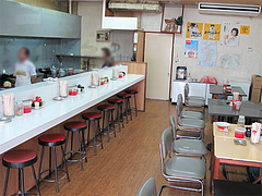 店内:カウンターとテーブル@長浜ラーメン量亭