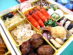 料理:斜め空撮@2011セントラルホテル福岡お節(おせち)・三の重