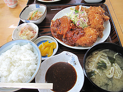 7ランチ:ハンバーグとチキンかつ定食650円@ごはん亭・清水
