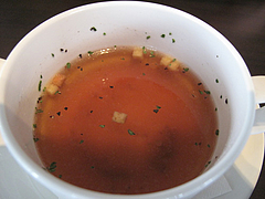 10カフェ:パスタに付いてるスープ@ドッグカフェレストラン・ワンパーク大濠店