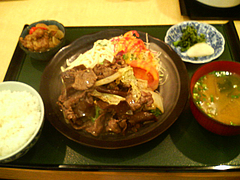 料理:牛肉と白菜の甘辛炒め定食@吾木香・舞鶴