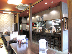 店内:カウンター席@博多つけ蕎麦・串揚げ・博多大乗路・櫛田神社