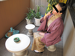 店内:喫煙席でエアタバコ@