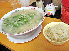 料理:ラーメン500円+もやし100円@ラーメン・元祖美野島家・福岡市博多区