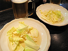 4焼鳥:生ビとキャベツ@焼とり・赤兵衛・姪浜・居酒屋