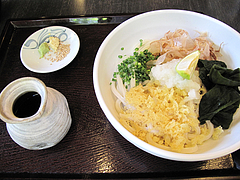 料理:ぶっかけうどん(冷)空撮@麺処かわべ・博多駅南