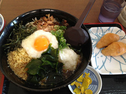 山かけおろしそば2玉+いなり@鳴門うどん山川店