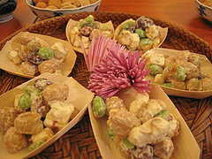 お料理:お豆とクリームチーズの舟@女子会