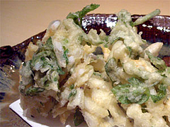 富山産白海老かき揚げ820円@酒食家・博多ひさご・博多区春吉