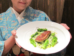 14フォアグラのポアレ・岩海苔のリゾット@ビストラ大名店