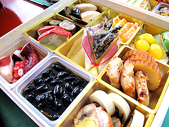 料理:斜め空撮@2011セントラルホテル福岡お節(おせち)・一の重