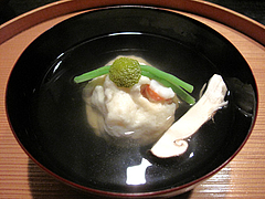 懐石：椀物・海老しんじょう＠日本料理・浄水茶寮・薬院