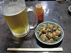 料理:生ビともつ焼き400円@くらり庵