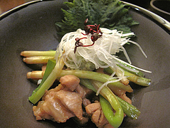 9夜の食事:とりわさ@手打ち蕎麦・やぶ金・大名