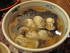 15夜の食事:牡蠣そば@手打ち蕎麦・やぶ金・大名