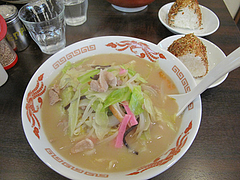 9ランチ:ちゃんぽん550円+ふりかけおにぎり70円@東園