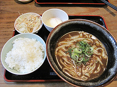 4ランチ:温玉付きカレーうどんセット650円@麺や・ほり野・うどん・那珂川