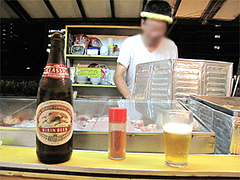 店内:まずはビールから♪500円@屋台『対州家』・博多区須崎町(博多川沿い)
