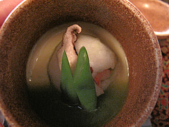 料理:蓮と緑茶の茶碗蒸し@僧伽小野・糸島