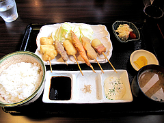 ランチ:日替わり串揚げ定食780円@博多つけ蕎麦・串揚げ・博多大乗路・櫛田神社