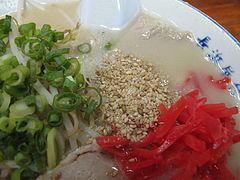 ランチ:ラーメン紅ショウガとゴマ@長浜ラーメン・長浜屋台・一心亭本店