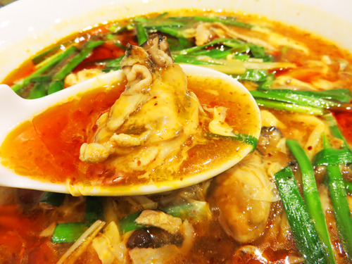 9カキ入り酸辣湯麺汁