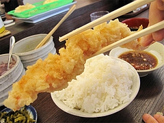 料理:22cm大エビの天ぷら270円@だるまの天ぷら定食・吉塚本店