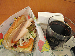 料理:ターキーブレスト390円+ポテト+ドリンク@SUBWAY(サブウェイ)天神昭和通り店・福岡