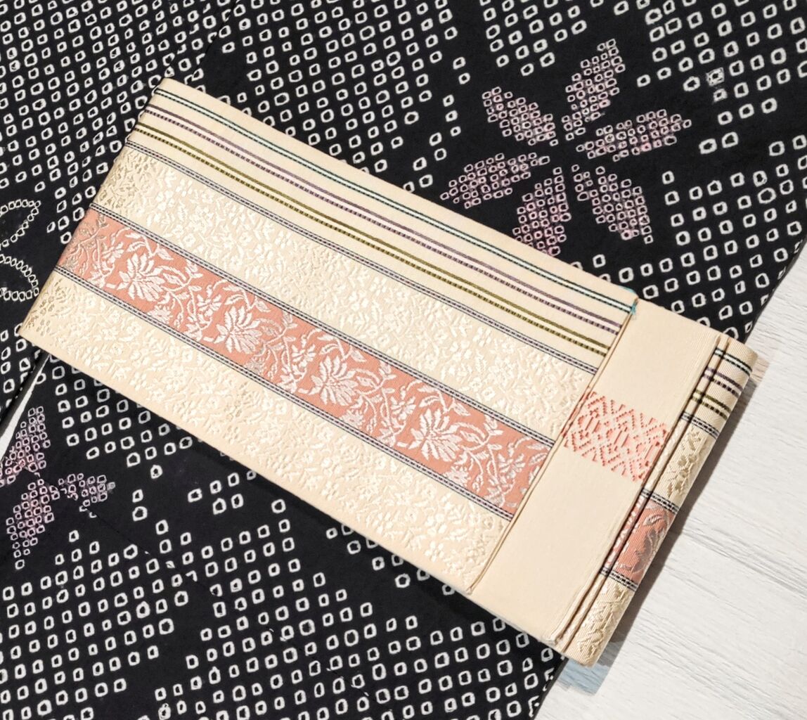 最終お値下げ♪有松鳴海絞り✴︎丸菊 浴衣 有松鳴海絞り 麻の葉 芭蕉 ドット 藍染 ネイビー 着物 064a