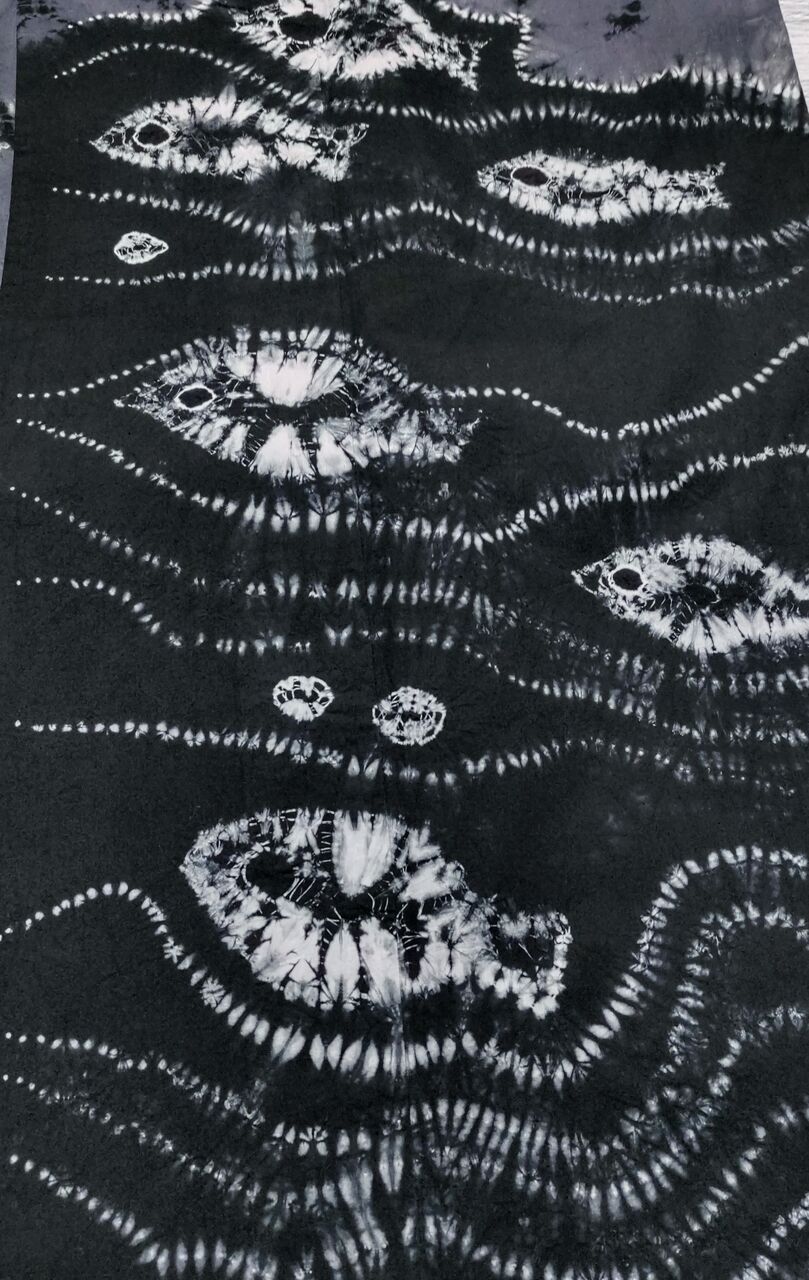 Kansai 絞りの浴衣 お魚柄～黒色✕グレー 絵羽模様～ : ぶどうの木の小りす 