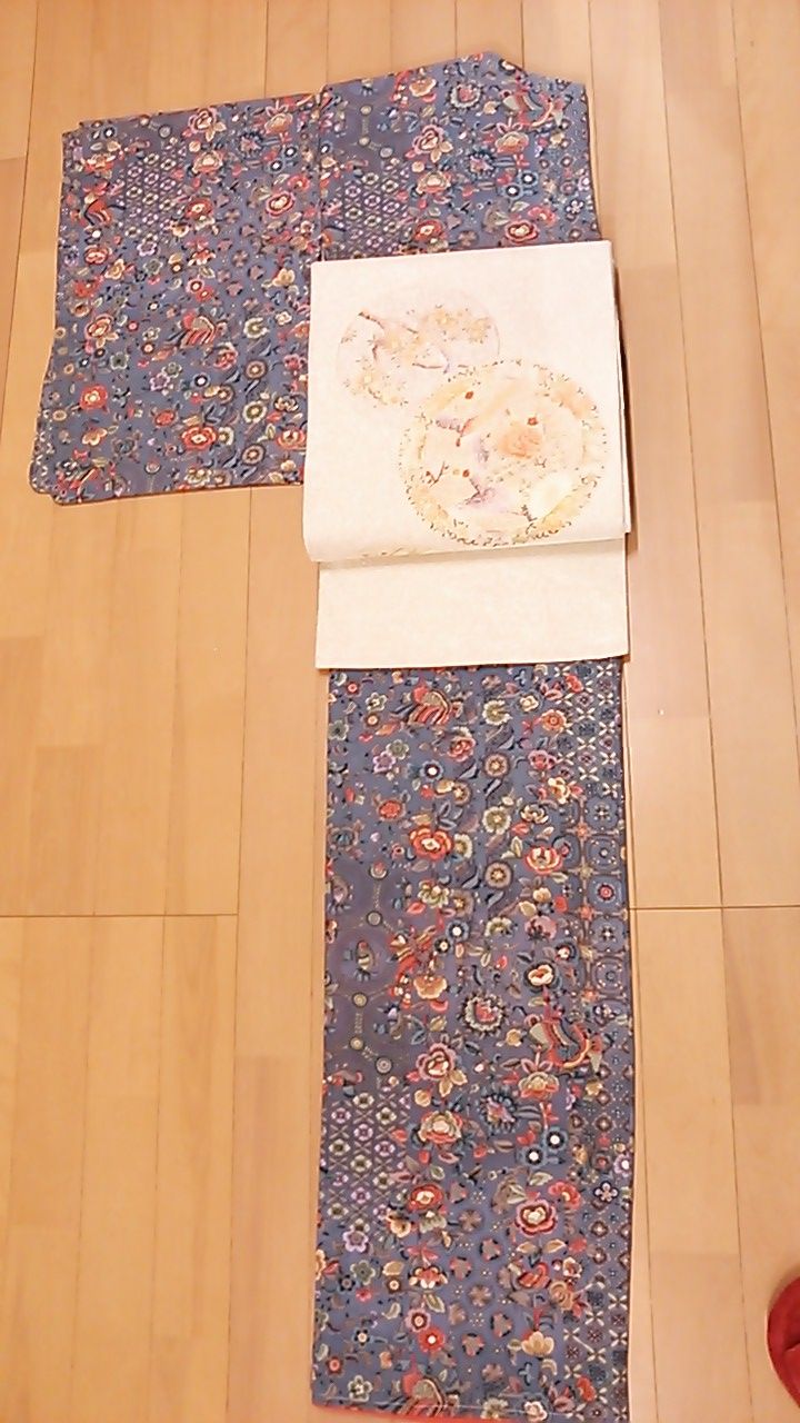 鳥コーディネート~更紗小紋に袋帯~ : ぶどうの木の小りす 鳥コーディネート~更紗小紋に袋帯~ : ぶどうの木の小りす