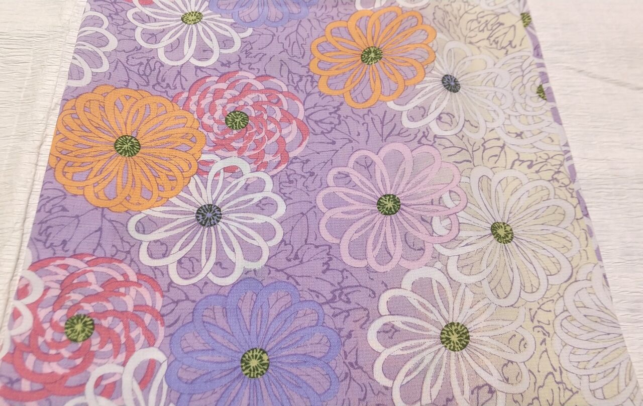 ANNA SUI セオα浴衣 菊柄～博多織りの半幅帯と紗献上の名古屋帯