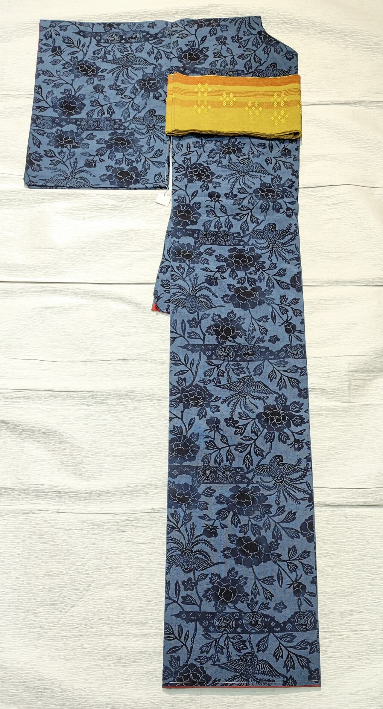 minegishi 本場琉球紅型 藍型 鳳凰 花 小紋 minegishi 本場琉球紅型 藍型 鳳凰 花 小紋 minegishi 本場琉球紅型 藍