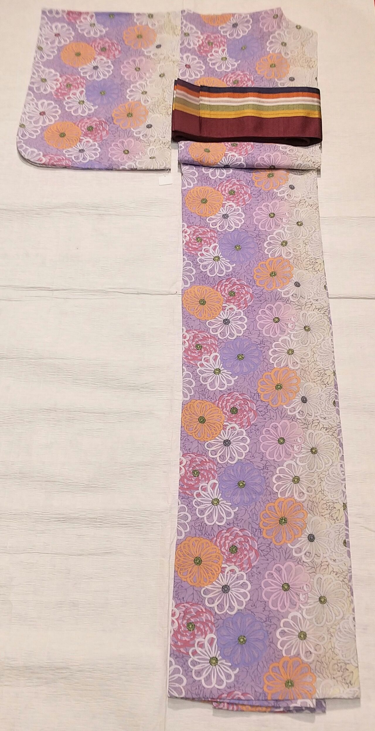 ANNA SUI セオα浴衣 菊柄～博多織りの半幅帯と紗献上の名古屋帯