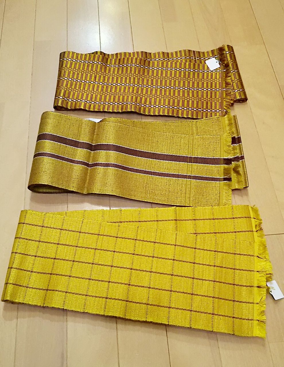 本場黄八丈の半幅帯 正絹 本場黄八丈のボーダー柄の半幅帯 | リサイクル着物 菅野