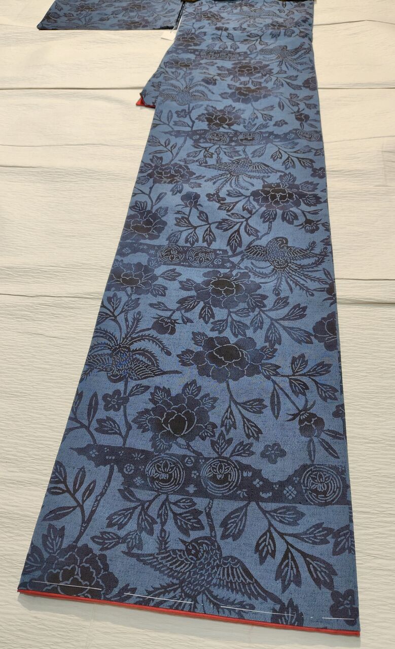 minegishi 本場琉球紅型 藍型 鳳凰 花 小紋 minegishi 本場琉球紅型 藍