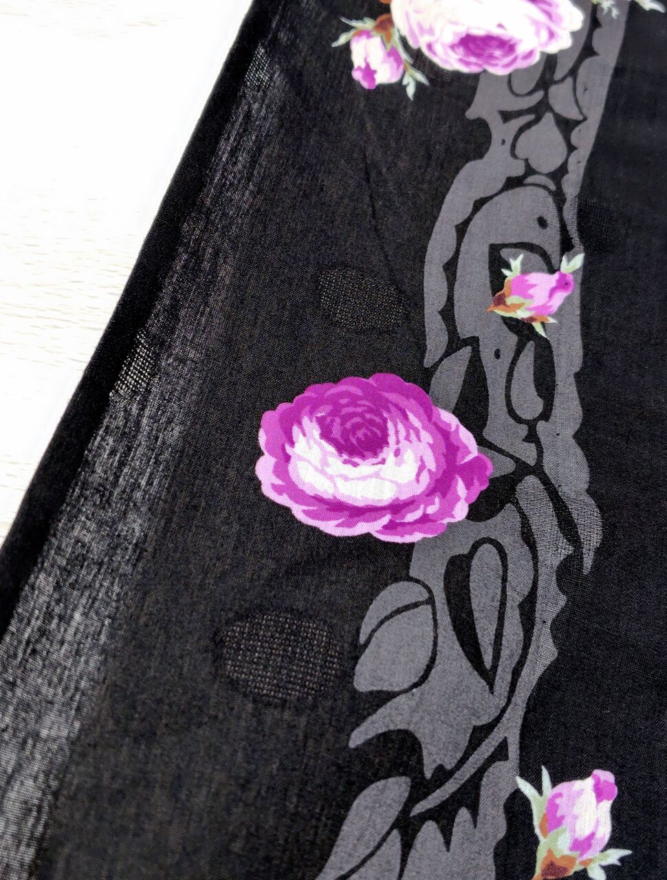 ANNA SUIの薔薇柄 綿麻の浴衣〜撫松庵のレース半幅帯〜 : ぶどうの木の