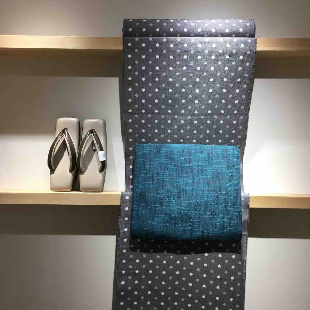 商品紹介・コーディネート】幸せを呼ぶ久留米絣 ドットの中にハート  