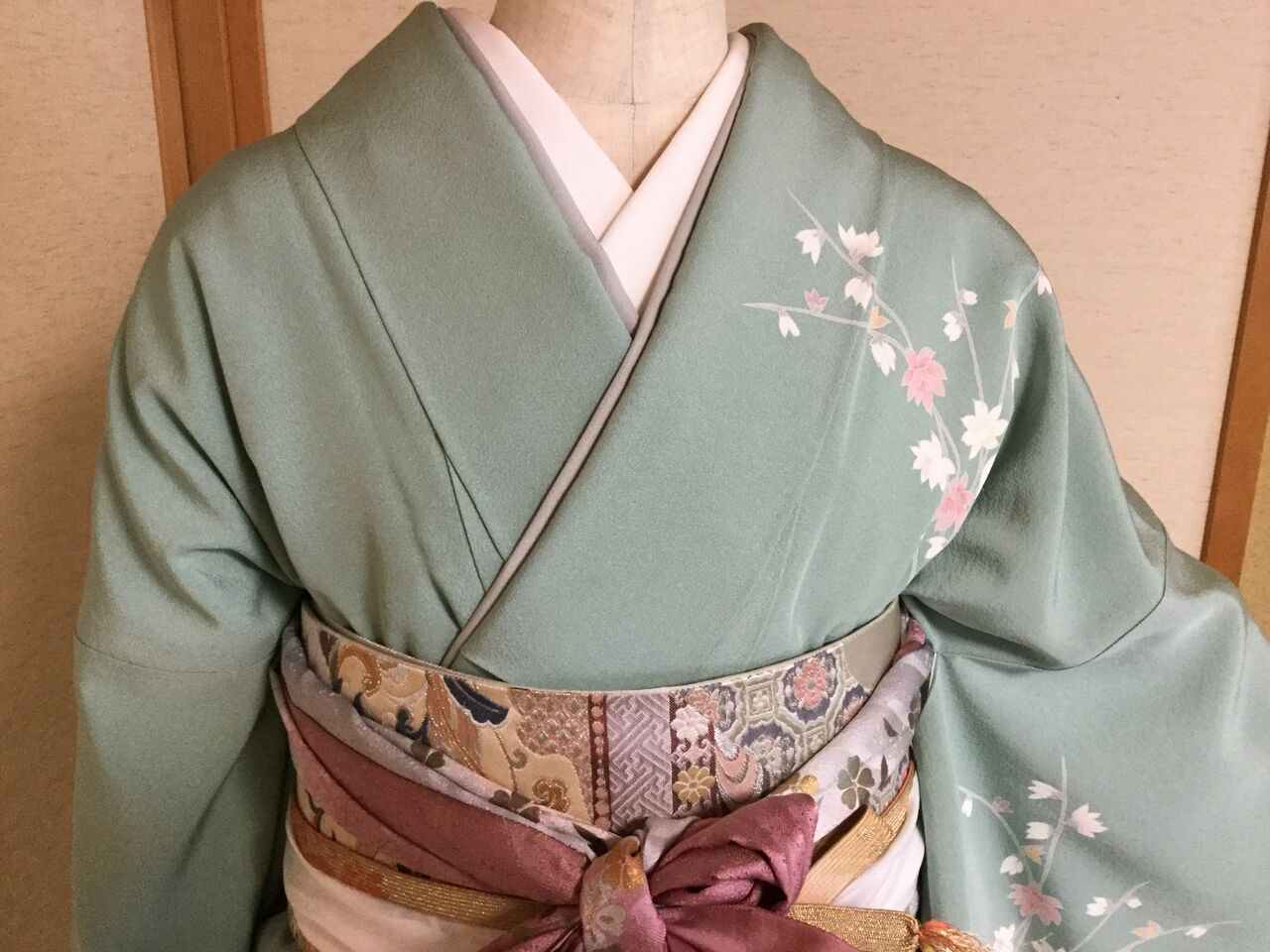 訪問着までと袋帯の前結び 帯枕 帯揚げ 帯締め 会津きもの教室