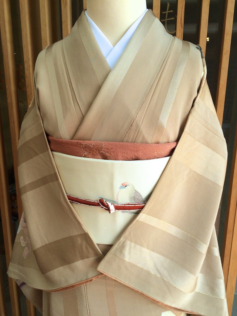 アンティーク乱菊波文着物と小鳥文塩瀬名古屋帯 : きもの な か む ら